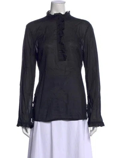 Pre-owned Tory Burch Long Sleeve Blouse In Blue