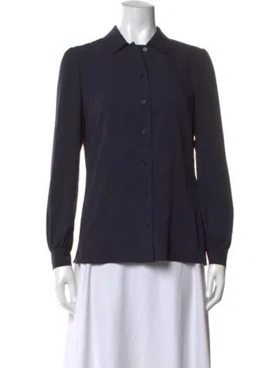 Pre-owned Tory Burch Long Sleeve Blouse In Blue