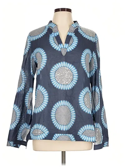 Pre-owned Tory Burch Long Sleeve Blouse In Blue