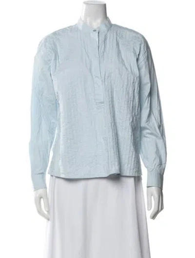 Pre-owned Tory Burch Long Sleeve Blouse In Blue