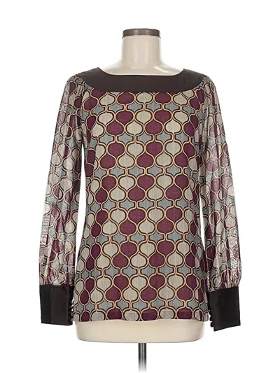 Pre-owned Tory Burch Long Sleeve Blouse In Burgundy