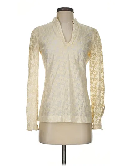 Pre-owned Tory Burch Long Sleeve Blouse In Ivory
