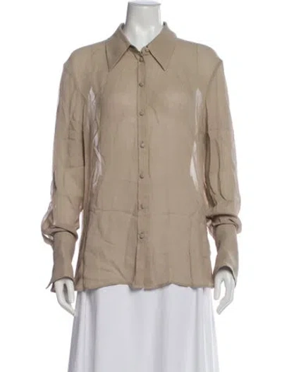 Pre-owned Tory Burch Long Sleeve Blouse In Neutral