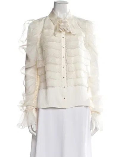 Pre-owned Tory Burch Long Sleeve Blouse In Neutral