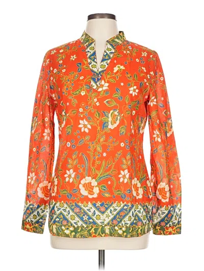 Pre-owned Tory Burch Long Sleeve Blouse In Orange