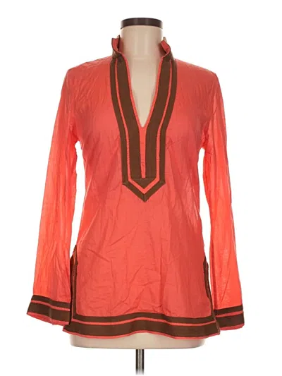 Pre-owned Tory Burch Long Sleeve Blouse In Orange