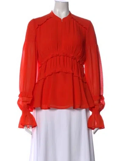 Pre-owned Tory Burch Long Sleeve Blouse In Orange