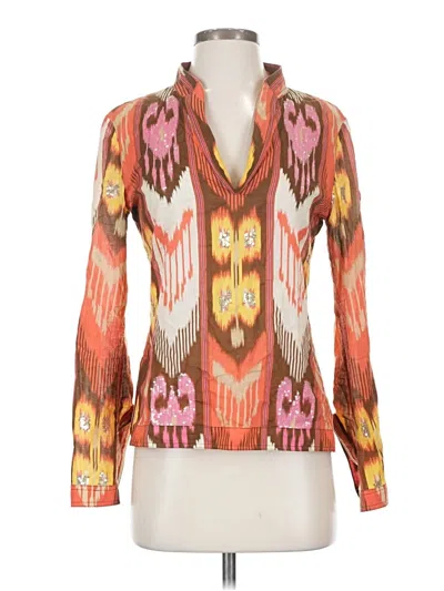 Pre-owned Tory Burch Long Sleeve Blouse In Orange