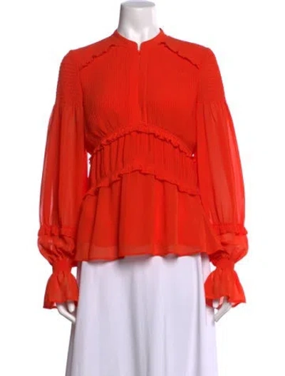 Pre-owned Tory Burch Long Sleeve Blouse In Orange