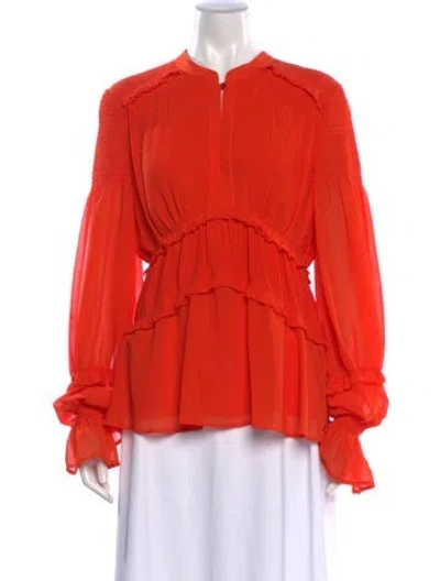Pre-owned Tory Burch Long Sleeve Blouse In Orange