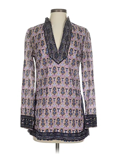 Pre-owned Tory Burch Long Sleeve Blouse In Purple