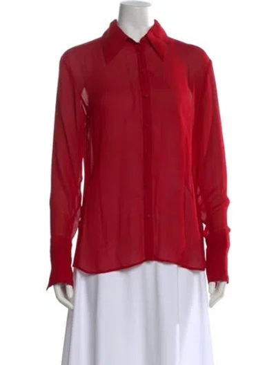 Pre-owned Tory Burch Long Sleeve Blouse In Red