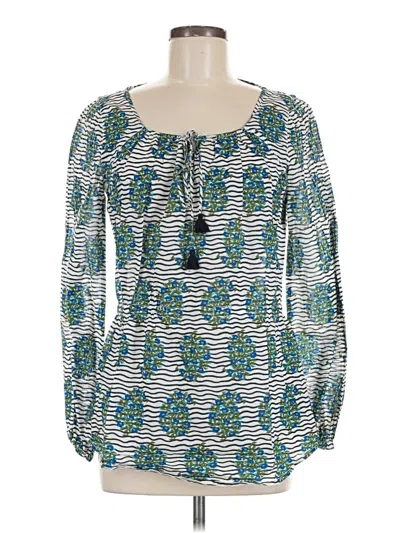 Pre-owned Tory Burch Long Sleeve Blouse In Teal
