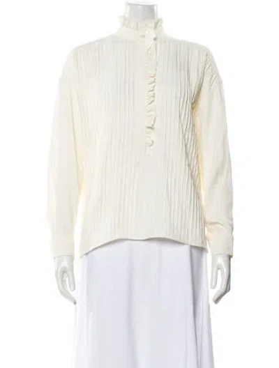 Pre-owned Tory Burch Long Sleeve Blouse In White