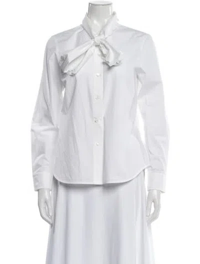 Pre-owned Tory Burch Long Sleeve Blouse In White