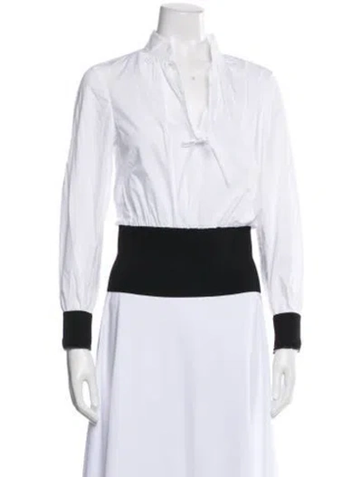 Pre-owned Tory Burch Long Sleeve Blouse In White