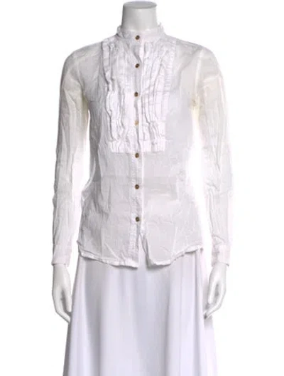Pre-owned Tory Burch Long Sleeve Blouse In White