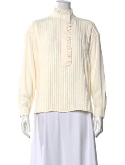 Pre-owned Tory Burch Long Sleeve Blouse In White