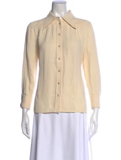 Pre-owned Tory Burch Long Sleeve Button-up Top In Neutral