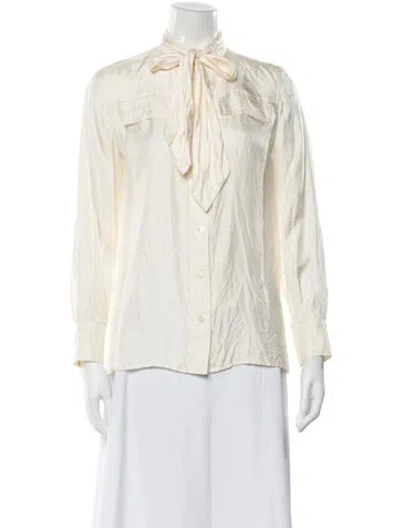 Pre-owned Tory Burch Long Sleeve Button-up Top In Neutral