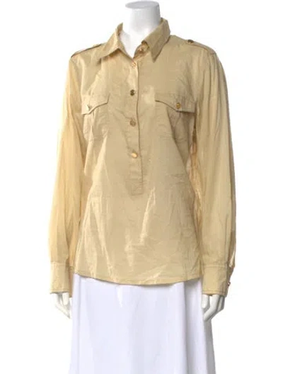Pre-owned Tory Burch Long Sleeve Button-up Top In Neutrals