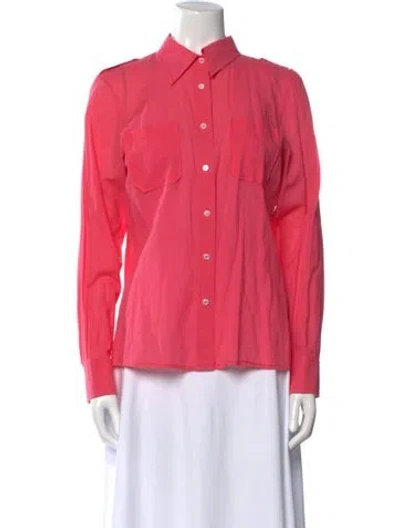 Pre-owned Tory Burch Long Sleeve Button-up Top In Pink