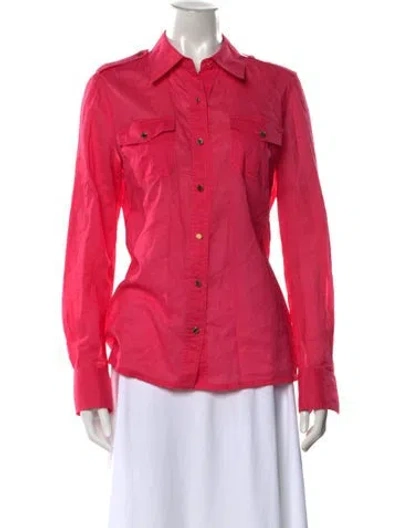 Pre-owned Tory Burch Long Sleeve Button-up Top In Pink