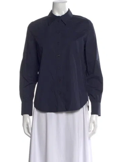 Pre-owned Tory Burch Long Sleeve Button-up Top W/ Tags In Black