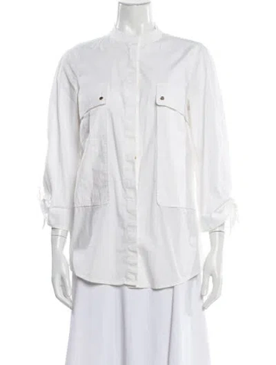 Pre-owned Tory Burch Long Sleeve Button-up Top In White