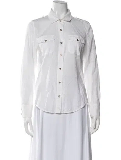 Pre-owned Tory Burch Long Sleeve Button-up Top In White