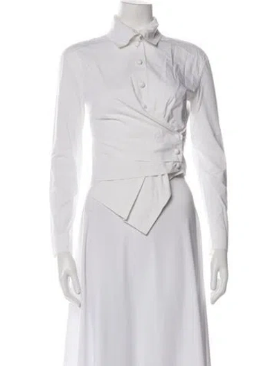 Pre-owned Tory Burch Long Sleeve Button-up Top In White