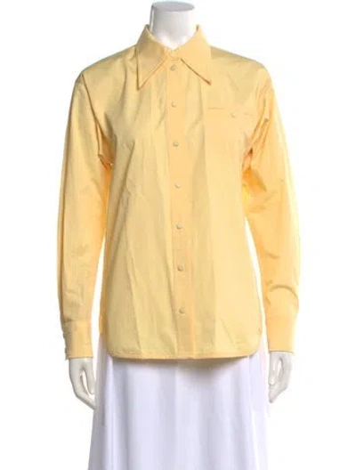 Pre-owned Tory Burch Long Sleeve Button-up Top In Yellow