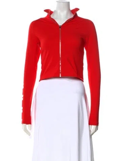 Pre-owned Tory Burch Long Sleeve Crop Top In Red