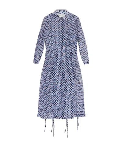 Tory Burch Long Sleeve Dress In Blue