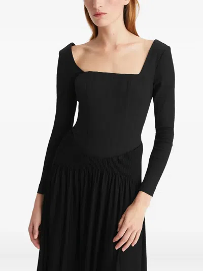 Tory Burch Long-sleeve Midi Dress In Black