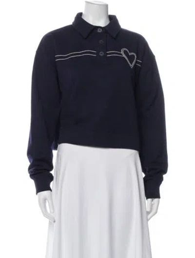 Pre-owned Tory Burch Long Sleeve Polo In Black