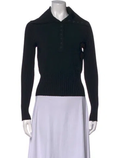 Pre-owned Tory Burch Long Sleeve Polo In Black