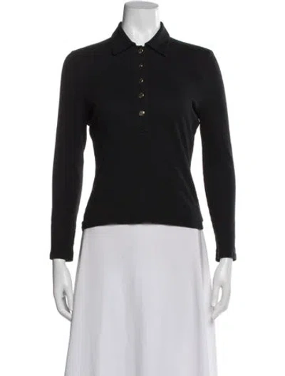 Pre-owned Tory Burch Long Sleeve Polo In Blue