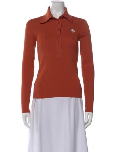 Pre-owned Tory Burch Long Sleeve Polo In Orange