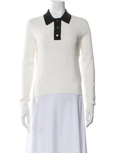 Pre-owned Tory Burch Long Sleeve Polo In White