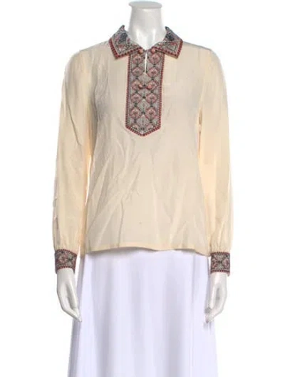 Pre-owned Tory Burch Long Sleeve Polo In Yellow