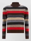 Tory Burch Long Sleeve Sweater Striped Pattern Collar In Multi
