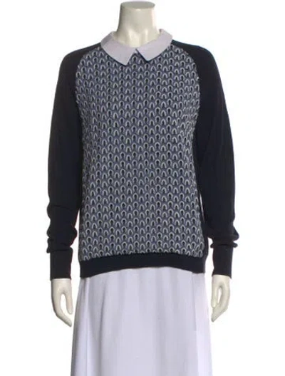 Pre-owned Tory Burch Long Sleeve Sweatshirt In Blue