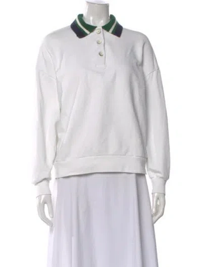 Pre-owned Tory Burch Long Sleeve Sweatshirt In White