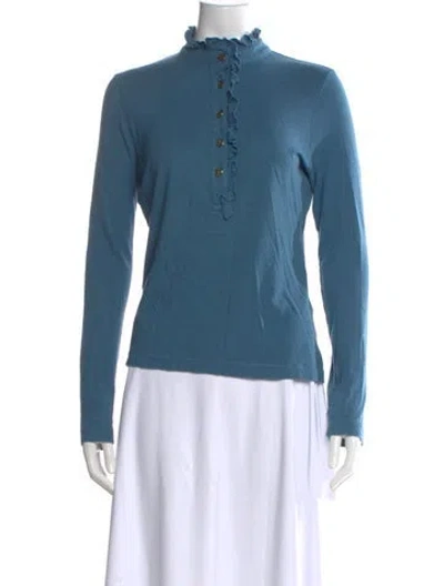 Pre-owned Tory Burch Long Sleeve Top In Blue