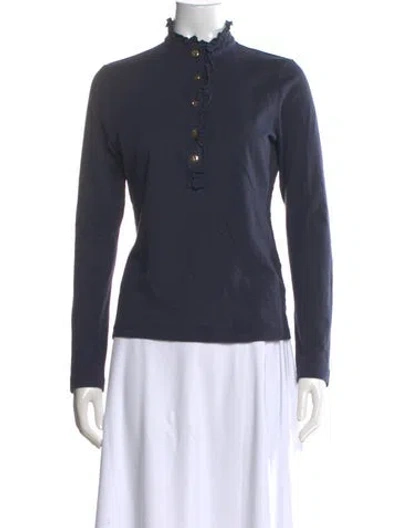 Pre-owned Tory Burch Long Sleeve Top In Blue