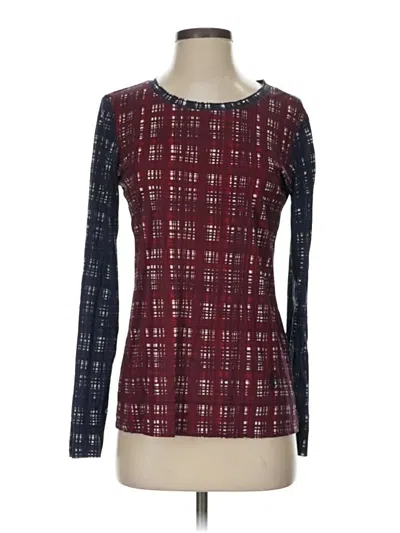Pre-owned Tory Burch Long Sleeve Top Burgundy Square Neckline Tops