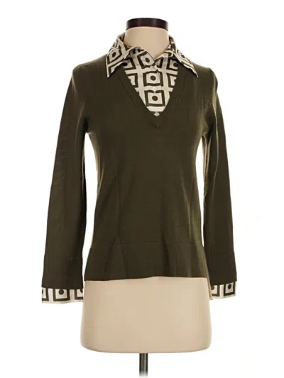 Pre-owned Tory Burch Long Sleeve Top Green Turtleneck Tops
