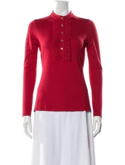 Pre-owned Tory Burch Long Sleeve Top In Red