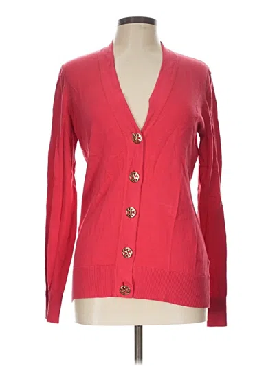 Pre-owned Tory Burch Long Sleeve Top Red Plunge Neckline Tops